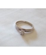 10K WHITE GOLD DIAMOND ROUND SOLITAIRE &amp; ACCENT RING, SIZE 7, 0.15(TCW) ... - $155.00