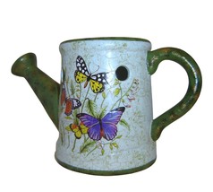 Butterfly Tart Candle Burner Watering Can Design Turquoise 6.5" High Ceramic