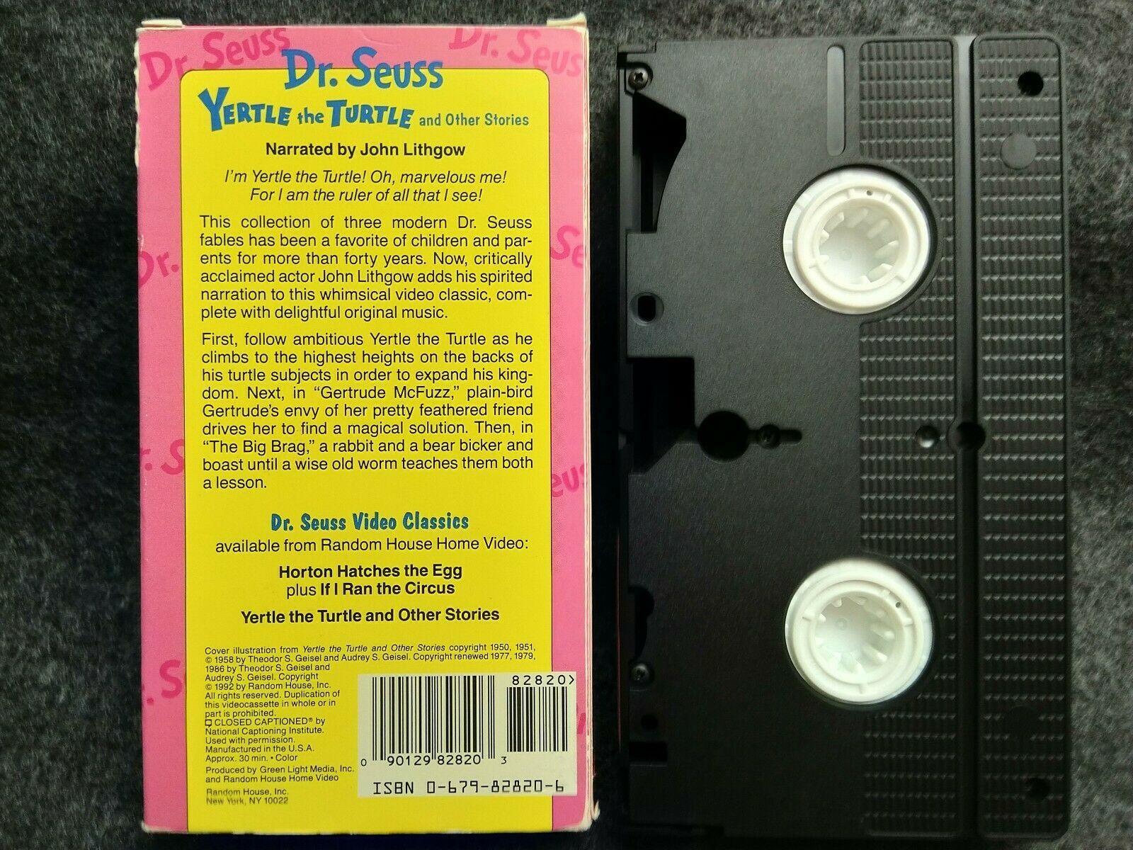 VHS Dr Seuss - Yertle The Turtle Gertrude McFuzz Big Brag Lithgow (VHS ...