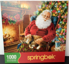 Springbok Christmas Santa&#39;s Cat Nap 1000 Pc Jigsaw Puzzle 2009 NEW SEALED - $19.79