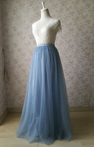 Women DUSTY BLUE Tulle Skirt High Waist Dusty Blue Bridesmaid Tulle Skirt Plus image 2