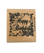 Stampin Up Small Victorian Greetings Rubber Stamp Happy Birthday Roses W... - $5.99