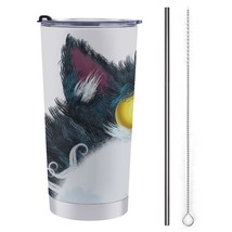 Mondxflaur Cartoon Cat Steel Thermal Mug Thermos with Straw for Coffee - $20.98