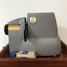 Vintage Antique Bell &amp; Howell TDC Duo Slide Projector w/ Wooden Case Box... - $96.99