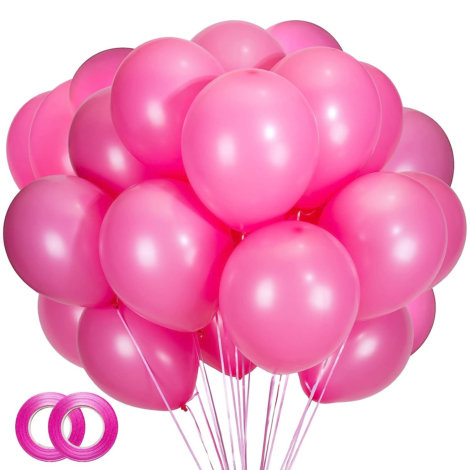 Big 22 inch Hot Pink Balloons - Pack of 12 | Hot Pink Mylar Balloons, Hot Pink Party Decorations | Metallic Pink Balloons | Magenta 4D Balloons Hot