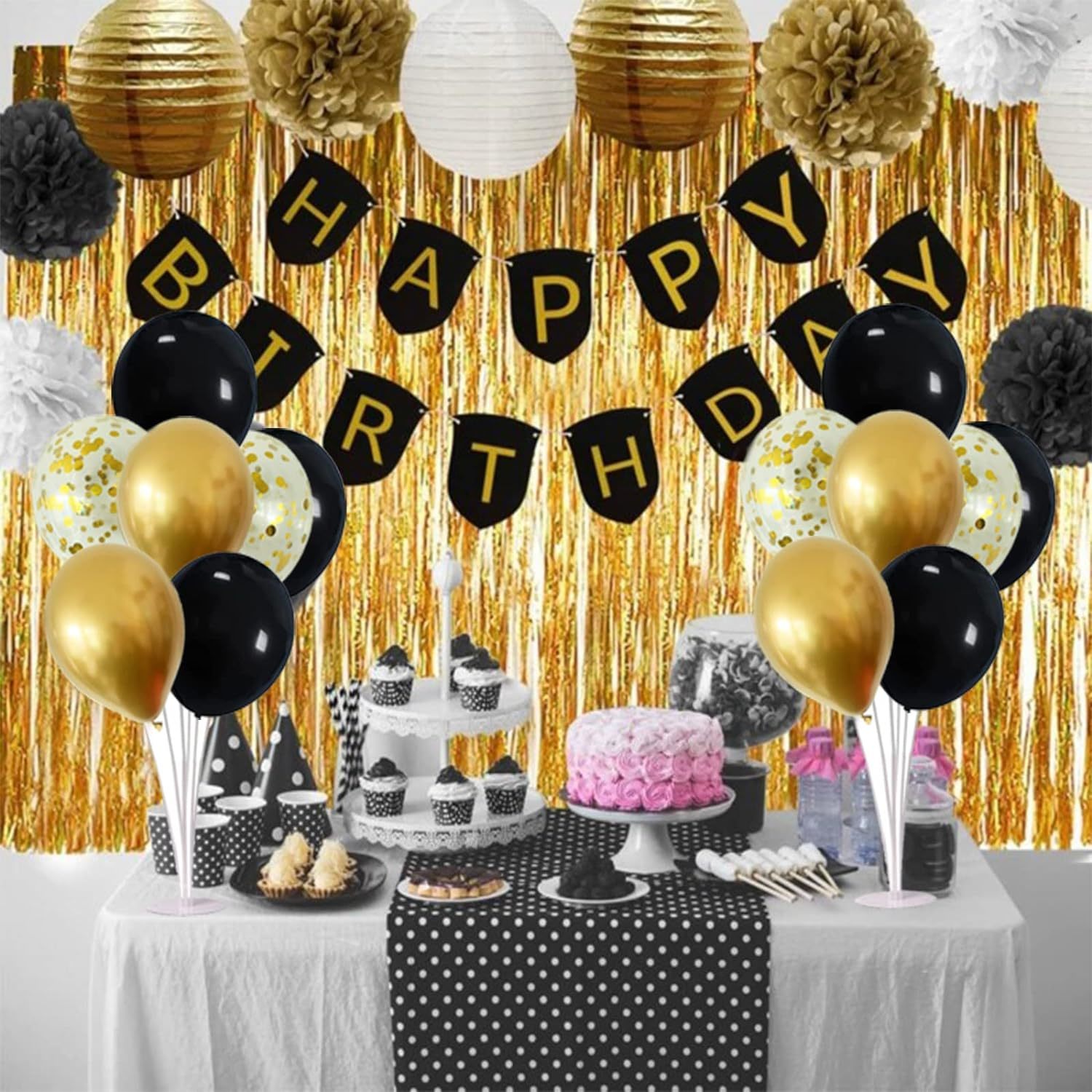 4Set Balloon Stand, Balloon Centerpieces For Tables, Black And Gold ...