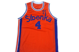 Drazen Petrovic #4 Sibenka Croatia Men Basketball Jersey Orange Any Size image 4