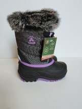 Kamik Prairie Snow Boots Toddler Girls 8 Black Purple Faux Fur Waterproof NEW - $49.37