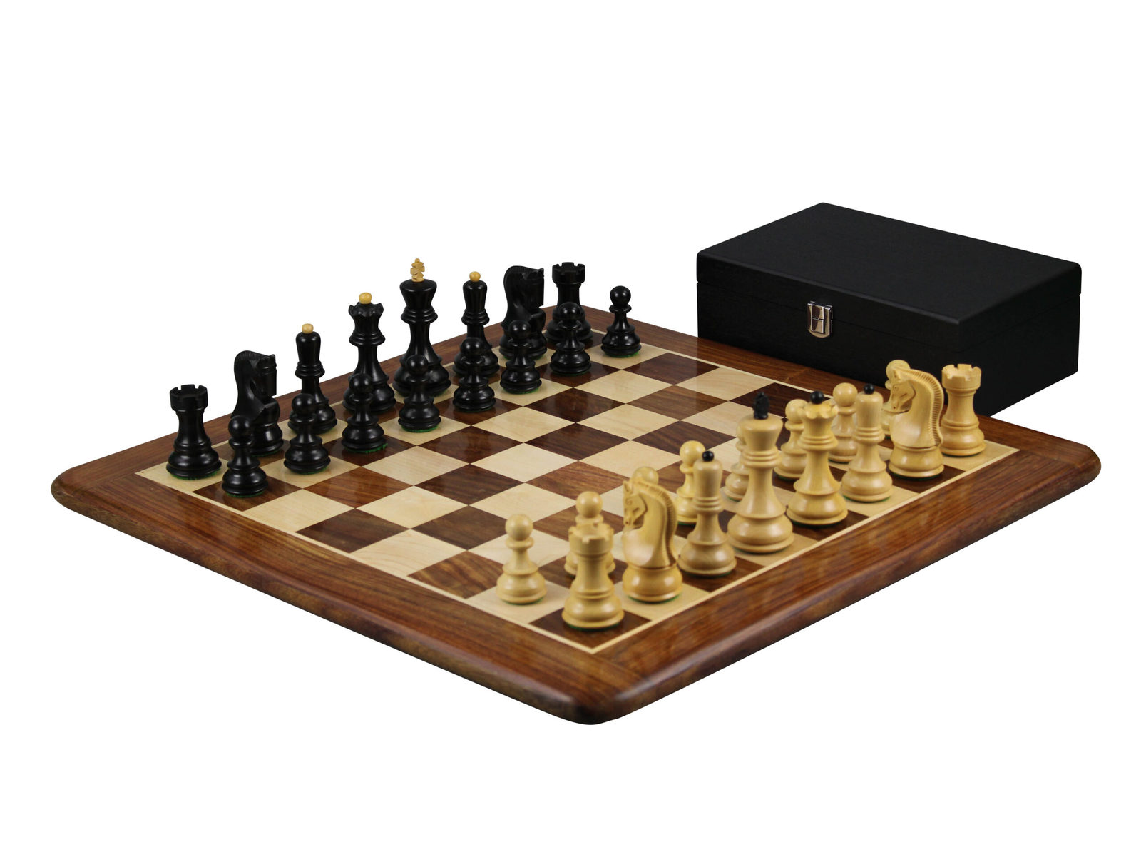 Chess Set Sheesham Flat Board 20'' With Ebonised Zagreb Chess Pieces 3. ...