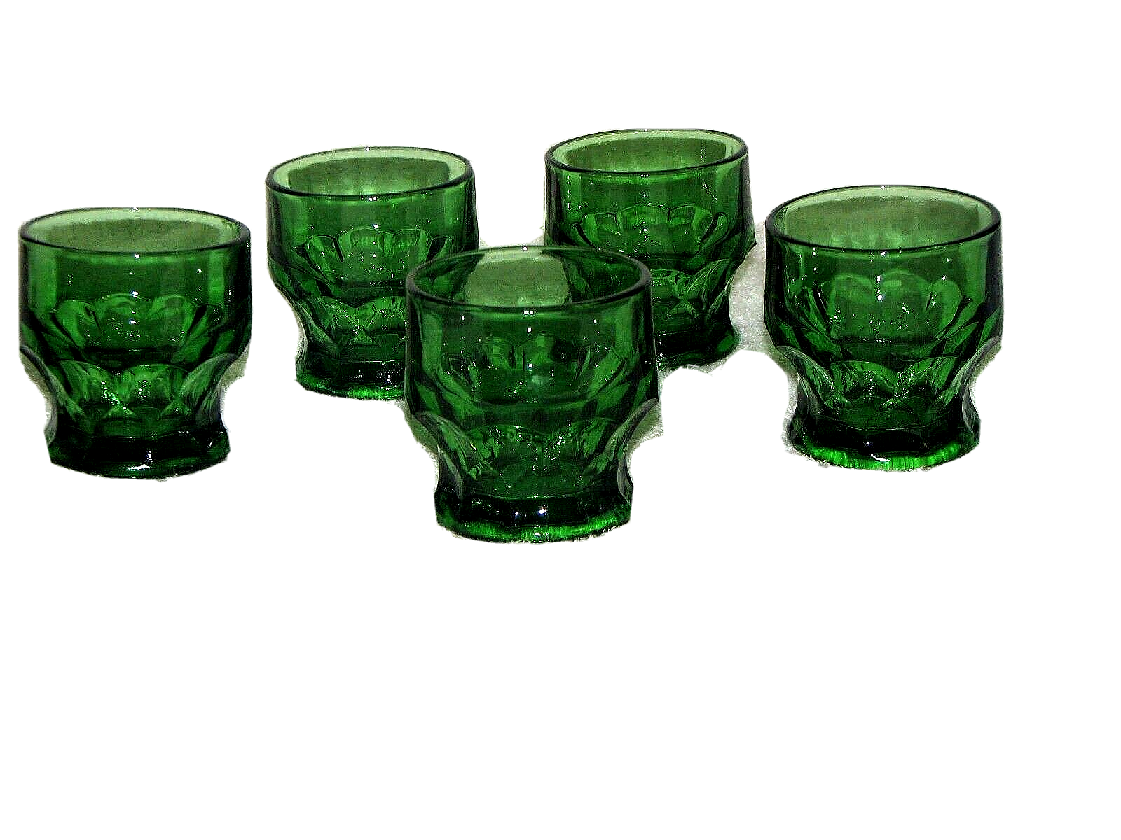 Primary image for Vintage Anchor Hocking Georgian Forest Green Flat Tumbler Honeycomb Set of 5