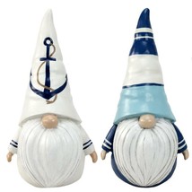 Nautical Gnome Figurines Set of 2 Resin with Blue White Accents 9.5" High