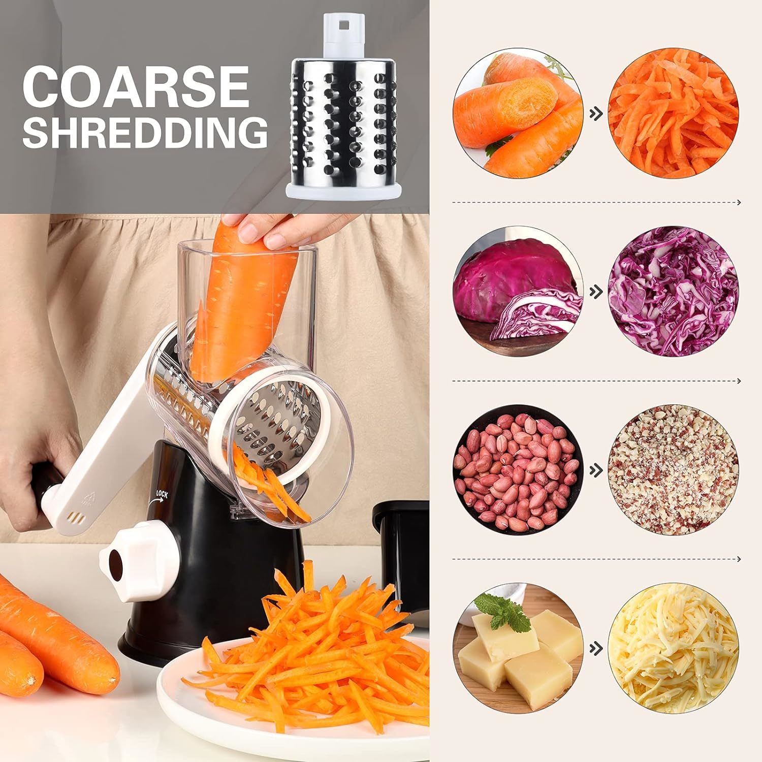 Wooden Cheese Grater with Handle,Rustic Brown Cheese Shredder with