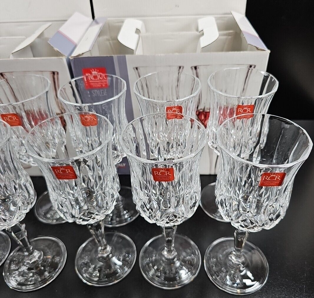 Vintage Royal Crystal Rock (RCR) Italian Wine or Water Goblets Opera -  Sold in Sets of 4