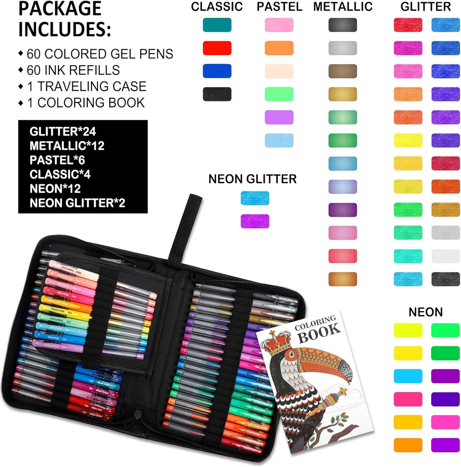 240 Pack Glitter Gel Pens 120 Colors Glitter Gel Pen Set with 120