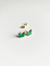 Mini Malachite Butterfly Earrings in Gold - $30.00