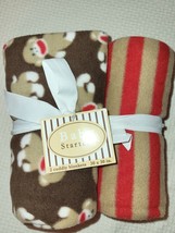 New Baby Starters Pack Of 2 Blanket Sock Monkey Plush Security Lovey Brown Red - $28.71