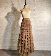 Champagne Layered Tulle Skirt Outfit Long Tiered Tulle Skirt Custom Plus Size image 9