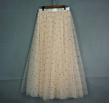 CHAMPAGNE Long Tulle Skirt Women Dotted Puffy Tulle Skirt Champagne Party Skirt image 6