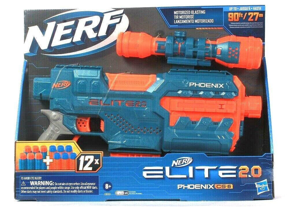 Hasbro Nerf Elite 2.0 Phoenix CS6 Motorized Blaster & 12 Darts Age 8