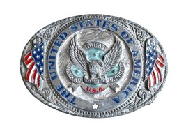 Vtg 1986 United States of America Patriotic Seal Great American Buckle Co Belt image 1