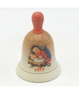 Vintage Italy Anri Schmid Wood Christmas Bell Ornament 1979 Madonna Jesus - $4.94