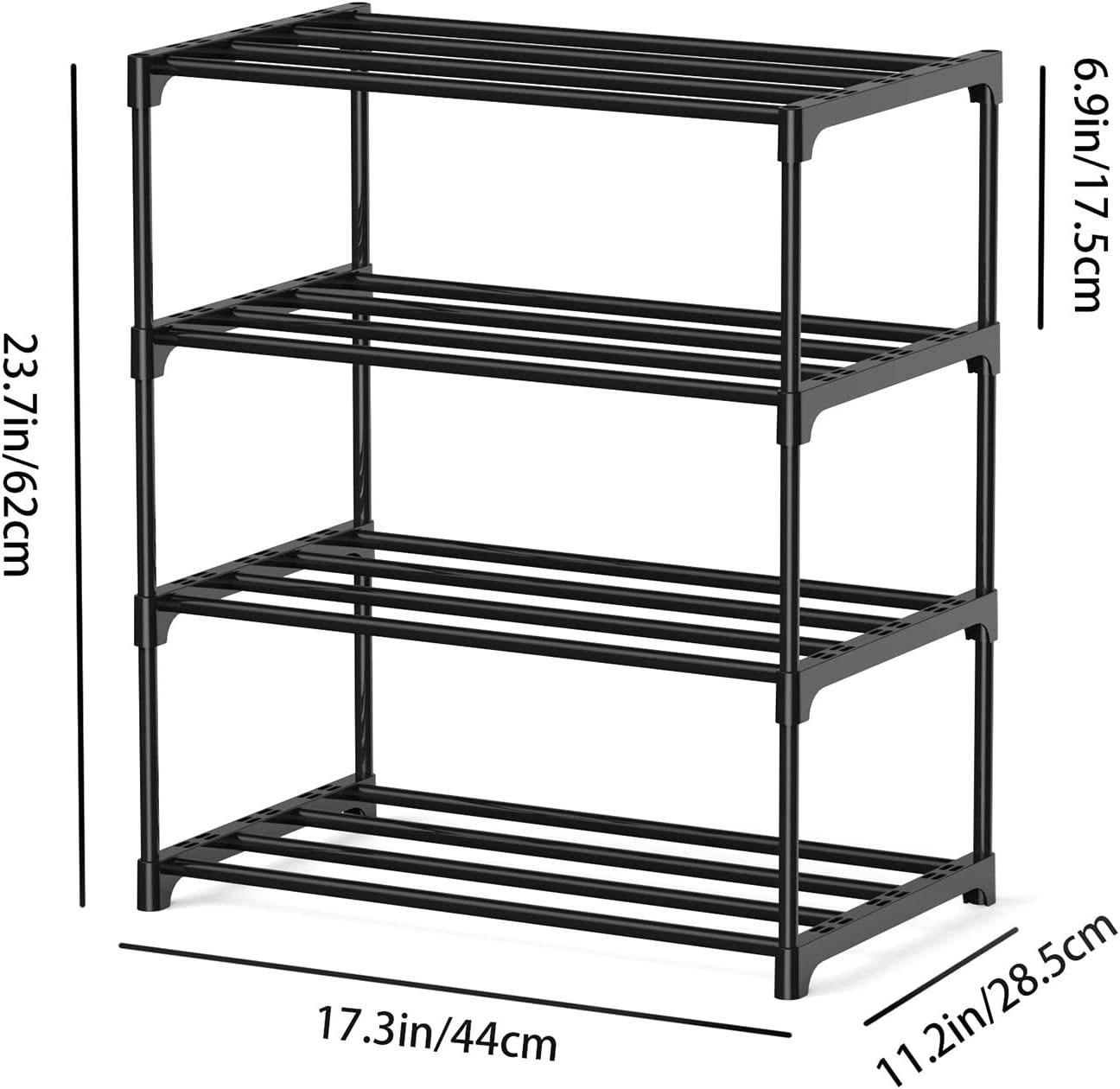 SimpleHouseware 3-Tier Stackable Shoes Rack Storage Shelf, White