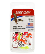 Eagle Claw Ball Head Fishing Jig Hooks, Assorted Colors, 1/8 oz, Pack of 10 - $7.95