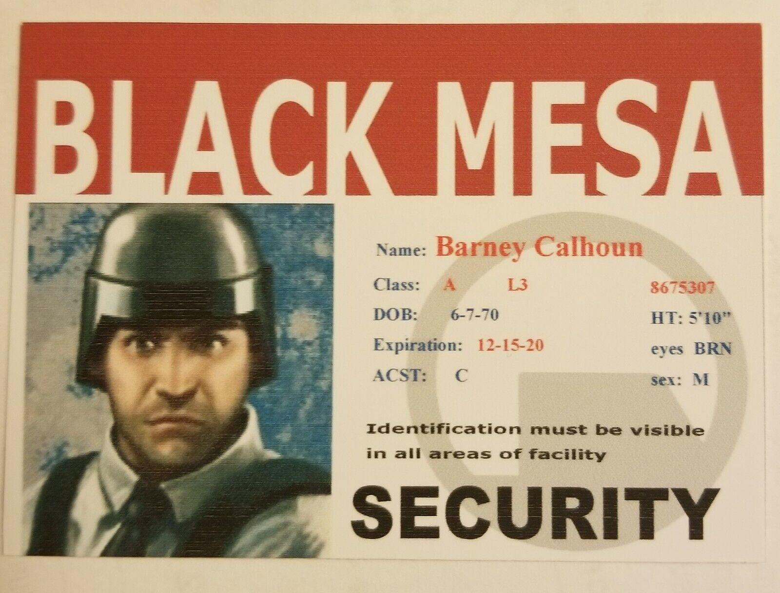 black mesa id card