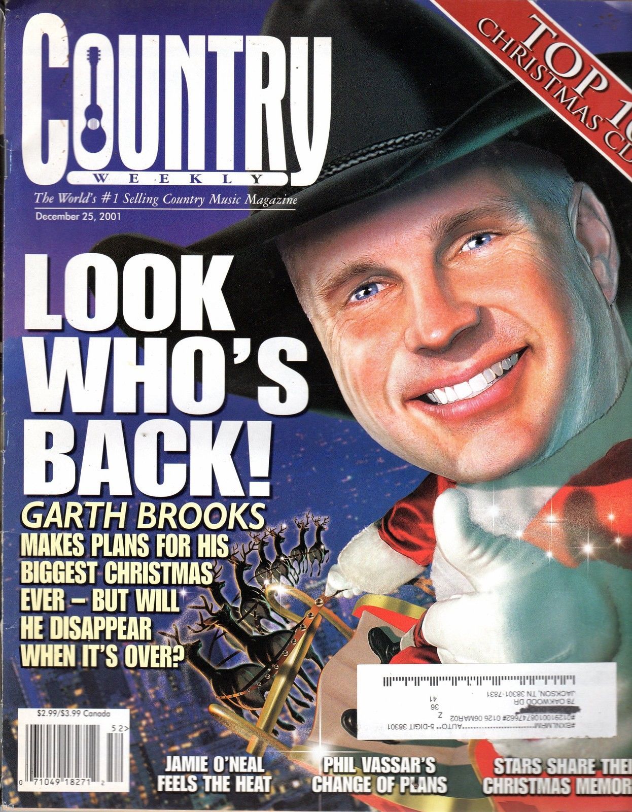 Primary image for Country Weekly Magazine December 25, 2001 Garth Brooks, O'Neal, Vassar
