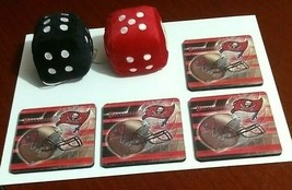 Nfl Tampa Bay Buccaneers Fuzzy Plush Hanging Dice And Rubber Coasters - Football - $20.30