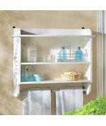 Nantucket Bathroom White Wall Cabinet 2 Shelves with Towel Rack - $69.95