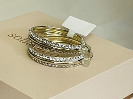Sofia James Hoop Earrings Swarovski Crystals Silver Plate New In Box - $35.52
