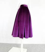 Women Winter Velvet Midi Pleated Skirt Brown Holiday Midi Pleated Skirt Plus image 8