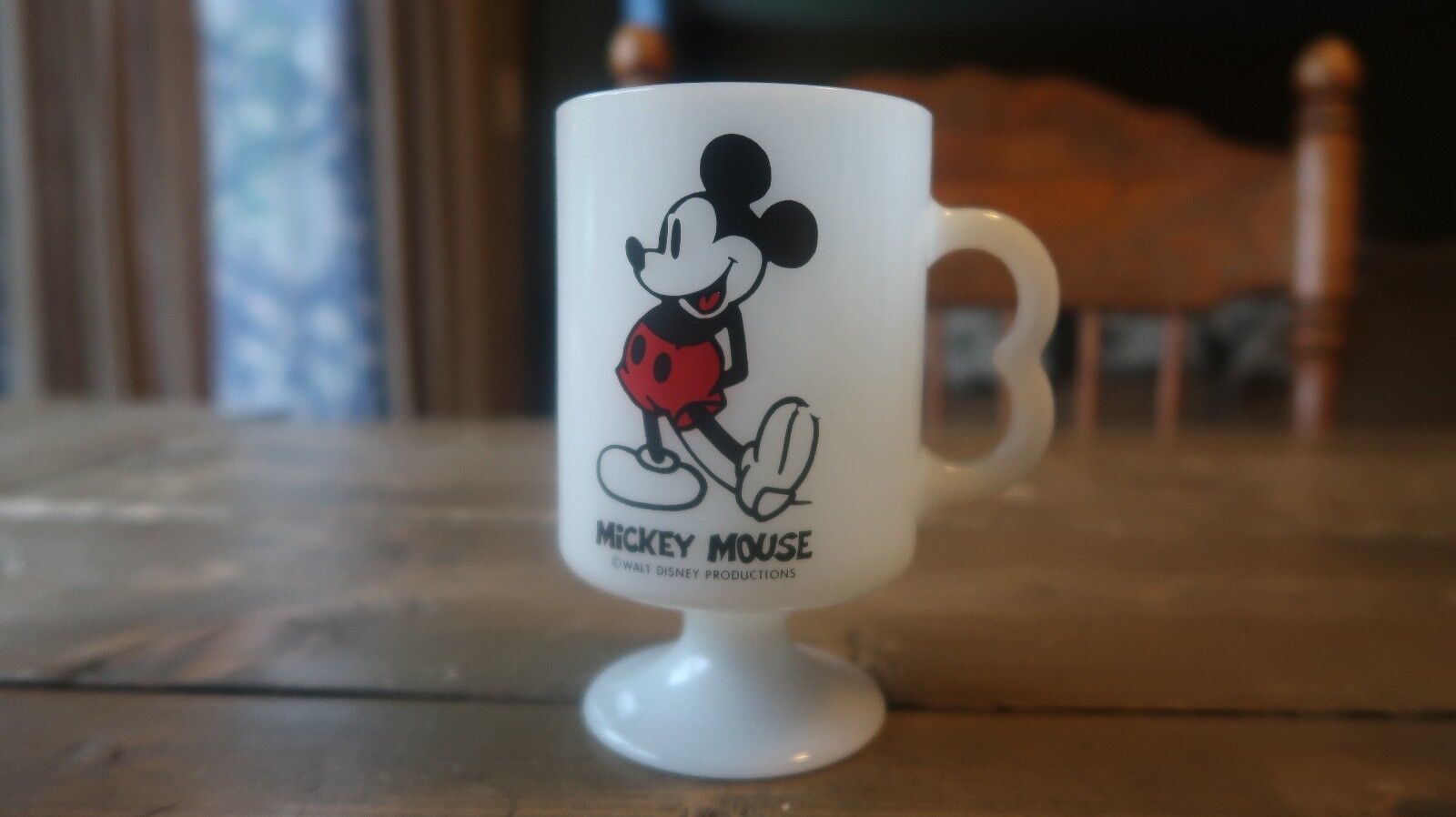Vintage Mickey Mouse & Minnie Mouse White Milk Glass Coffee Mug