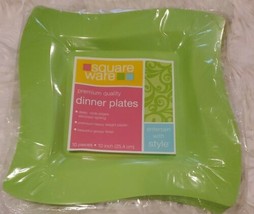 10-ct Bright Lime Green Premium Plastic Wavy Square Plates, 10" - New & Sealed - $11.64