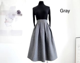Rust Color Wool Midi Skirt Outfit High Waist A-line Winter Midi Party Skirt image 10