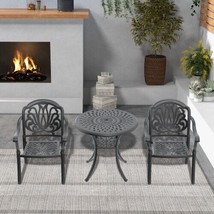 3-Piece Set Of Cast Aluminum Patio Furniture With Black Frame and Seat C... - $379.11