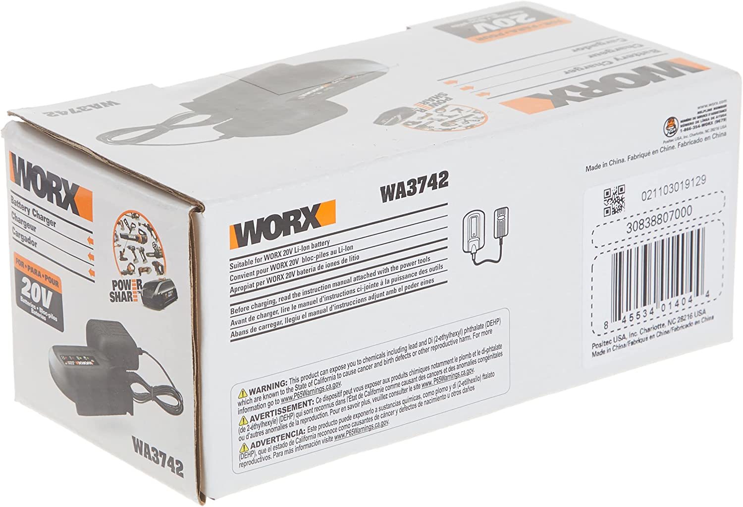 WORX WA3742 3 5 hour charger for 20V Lithium and 50 similar items