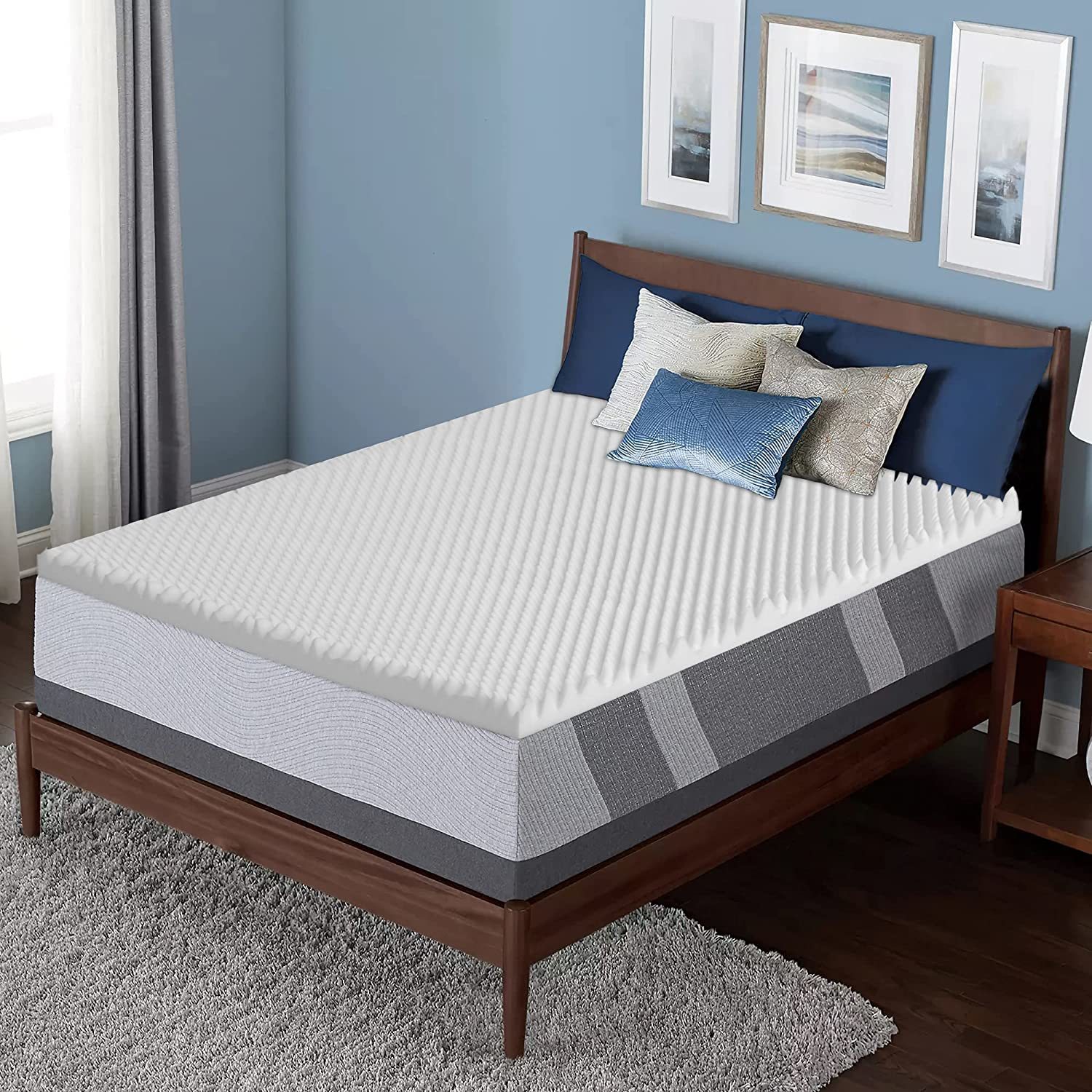 Greaton Breathable 1-Inch Convoluted Egg Shell Foam Mattress Topper ...