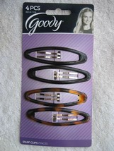 4 Goody 3" Large Elaina Black Brown Epoxy Metal Contour Oval Snap Hair Clips - $10.00