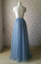 Women DUSTY BLUE Tulle Skirt High Waist Dusty Blue Bridesmaid Tulle Skirt Plus image 4