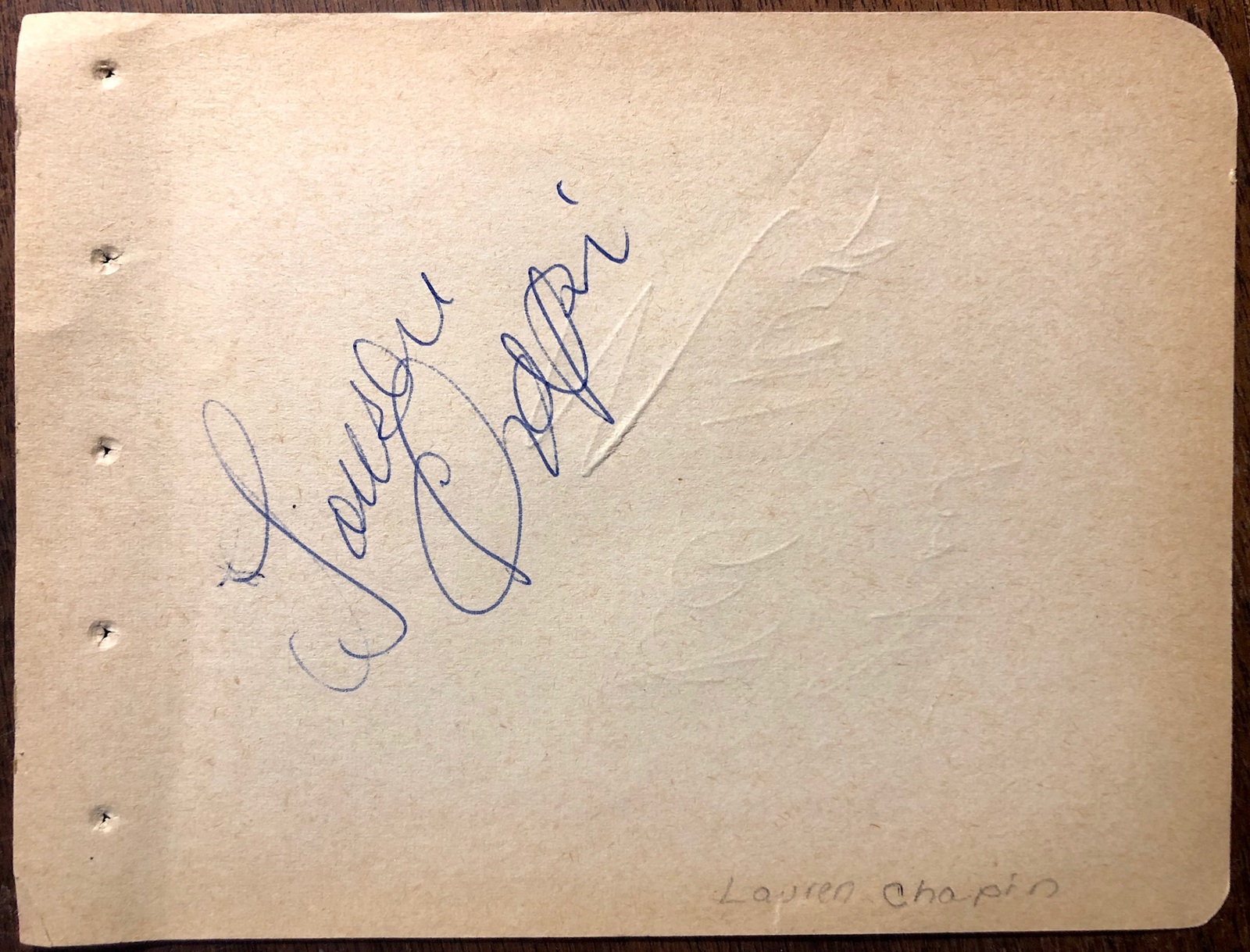 DEL MOORE & LAUREN CHAPIN AUTOGRAPHED SIGNED 1950s VINTAGE ALBUM PAGE ...