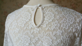 3-Quarters Sleeve White Lace Top Loose Wedding Bridesmaid Crop Lace Top Plus image 6