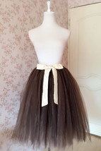 Brown Midi Tulle Skirt Ballerina Tulle Tutu Skirt Plus Size High Waisted