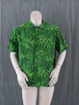Vintage Hawaiian Shirt - Green leaf Tribal Pattern Maker Unknown - Men&#39;s... - $49.00