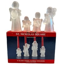 St Nicholas Square Set of 4 Frosted Glass Angel Candle Holders Original Box - $18.80