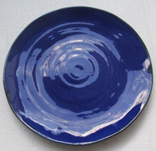 Hand Thrown Cobalt Blue Color Ceramic Pottery Large Dinner Plate Made In Italy - $39.99