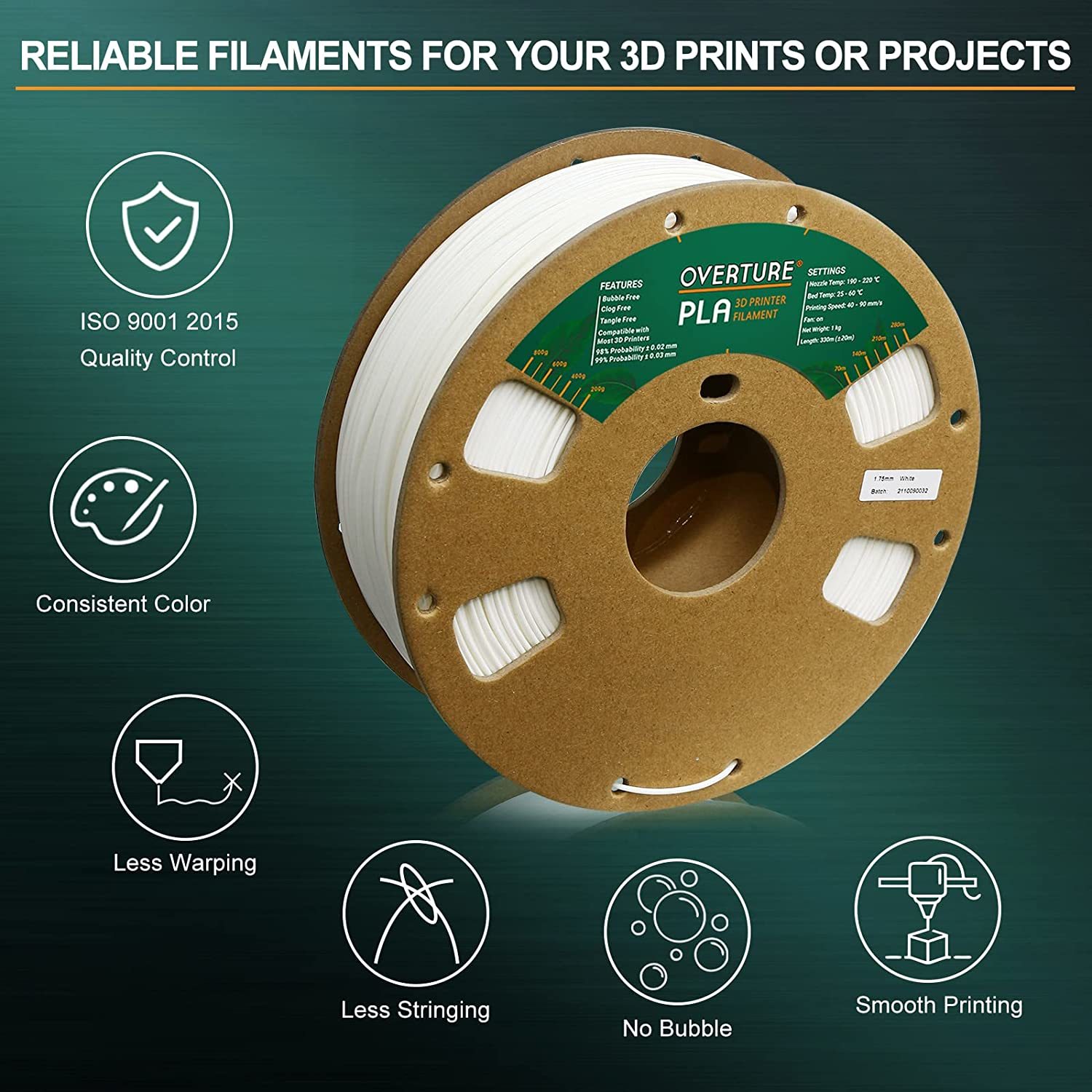 Overture ABS 3D Printer Filament 1.75mm