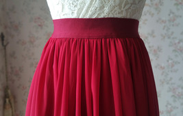DARK RED Chiffon Maxi Skirt Women Full Maxi Chiffon Skirt Dark Red Wedding Skirt image 5