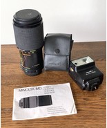 Vtg Lot Minolta MC Super Albinon Zoom Lens, 118X Flash w/Case &amp; MD Lens ... - $20.25